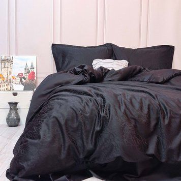 Постільна білизна Жакард BLACK ELEGANT сатин MERISET - Сімейний на резинці MER-1810556790 фото