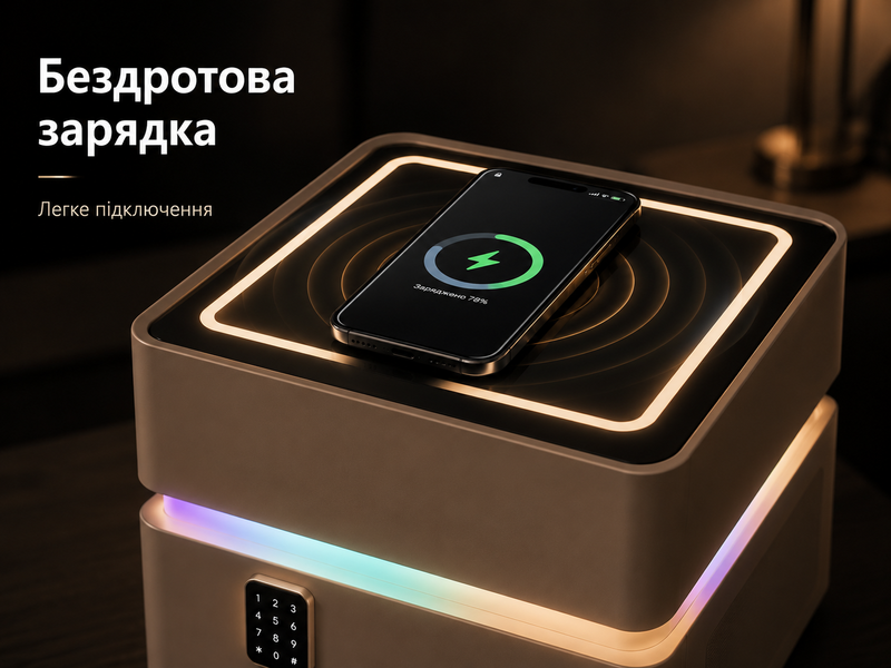 Тумбочка для дому OKOP KP-589 з RGB-підсвіткою, Bluetooth-динаміками та бездротовою зарядкою Qi, біла 005Т фото