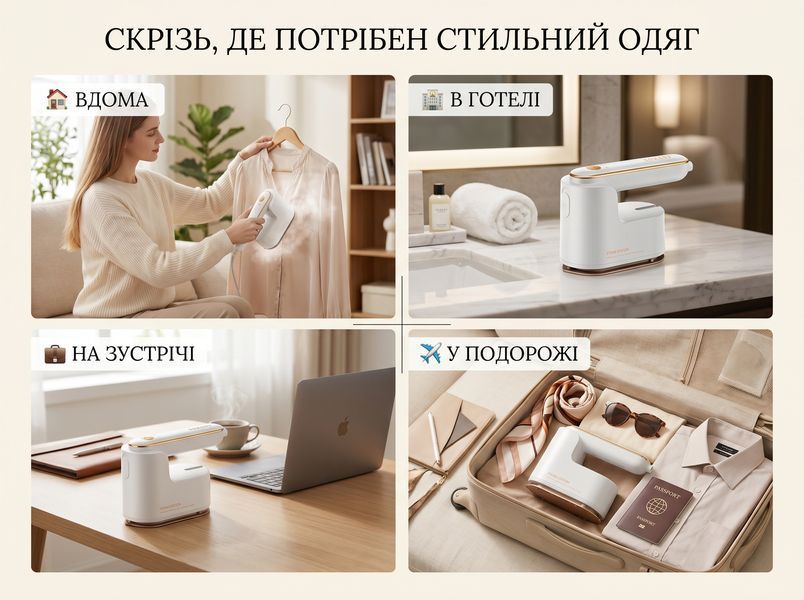 Дорожня праска-відпарювач Sokany SK-3069W, 1200 Вт, сухе та вологе прасування, металокераміка, біла SK-3069Б фото