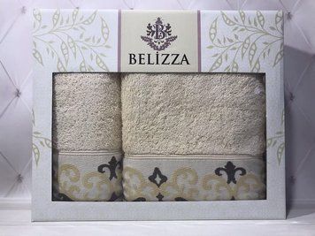 Crown bej набір рушників 2в1, пеньє. Belizza Туреччина. 8548 фото