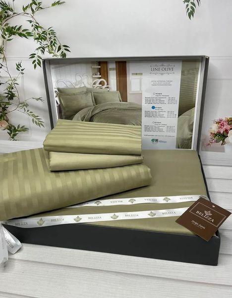 Постільна білизна Belizza Line Olive євро 200&times;220 см, страйп-сатин 100% бавовна, Туреччина 88370 фото