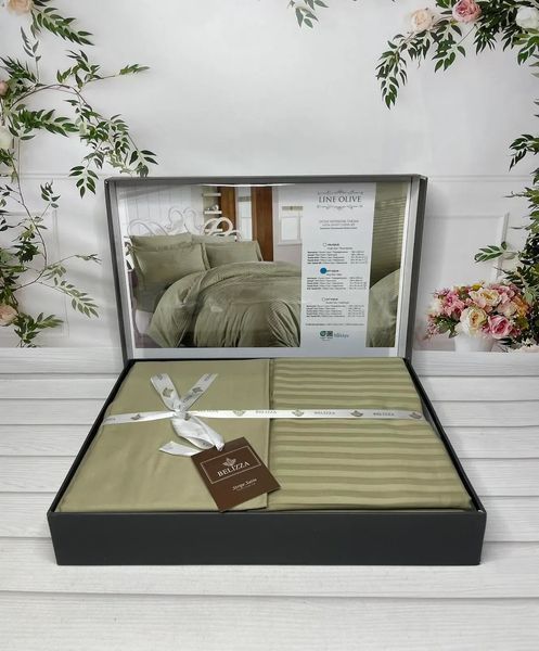 Постільна білизна Belizza Line Olive євро 200&times;220 см, страйп-сатин 100% бавовна, Туреччина 88370 фото