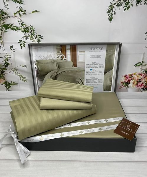 Постільна білизна Belizza Line Olive євро 200&times;220 см, страйп-сатин 100% бавовна, Туреччина 88370 фото