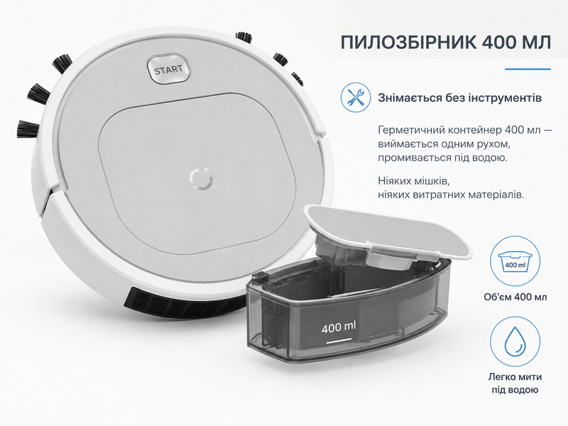 Робот-пилосос Zeof ES28 &mdash; 90 хв автономної роботи, 1800 Па 0011R фото