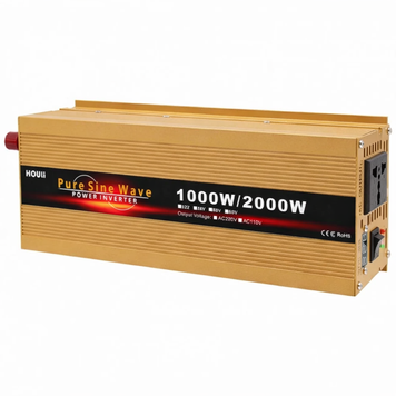 Інвертор HOULI 1000W 12V-220V Pure Sine Wave золотистий 016В фото