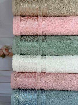 Saki Durul махрові рушники 50х90см., 6 шт/уп. Туреччина 5833 фото