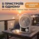 Вентилятор портативний Solar 5-в-1 6 Вт акумулятор 5500 мАч з Bluetooth, LED-підсвіткою, FM-радіо, powerbank, USB Type-C, білий М601 фото 2